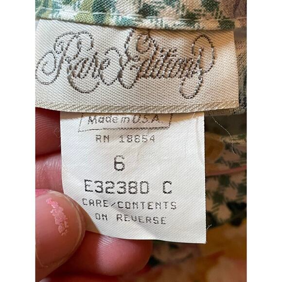 Vintage Rare Editions Girls Dress Floral Green. Pink Trim. USA! Size 6 - Picture 4 of 7